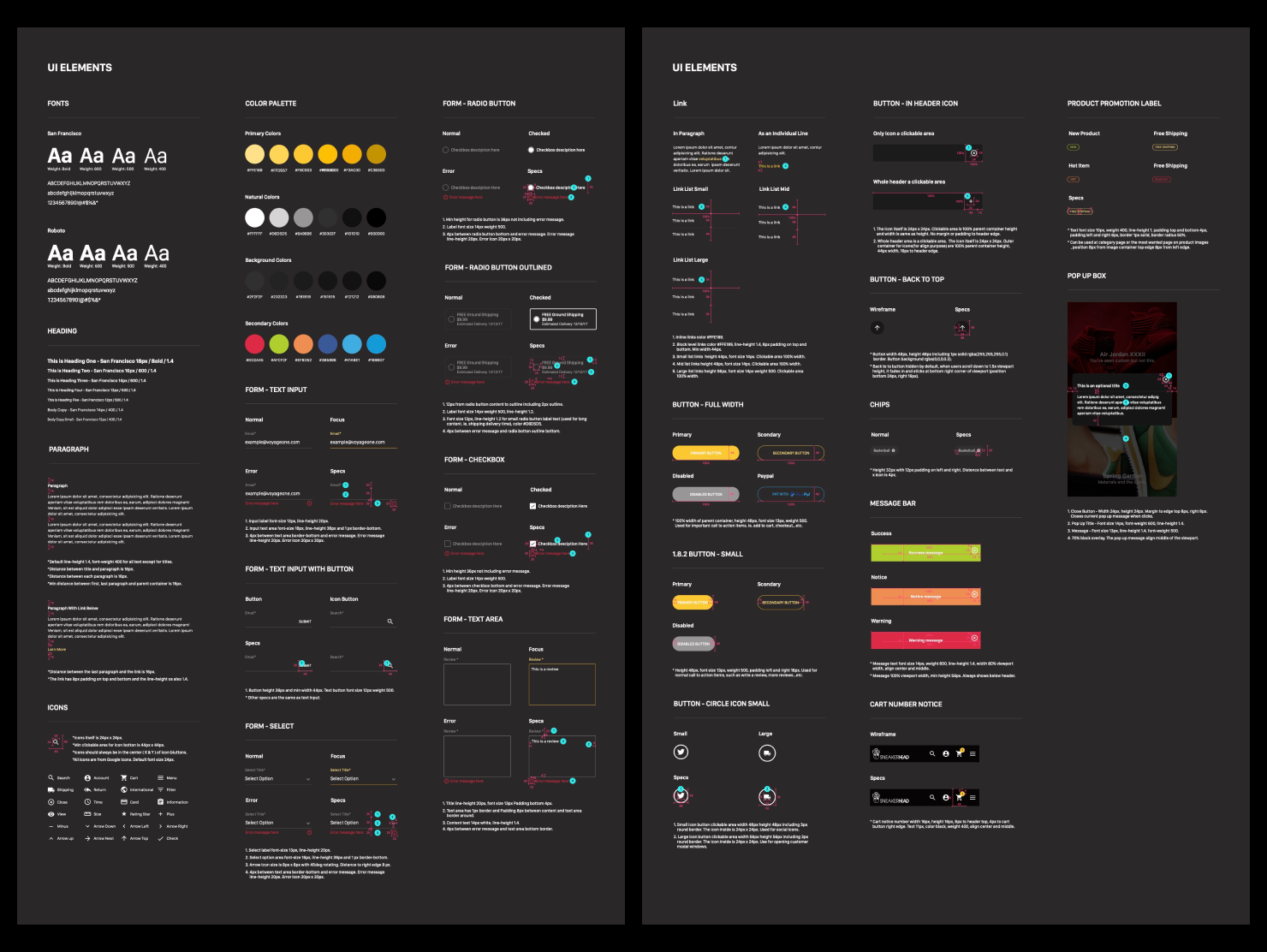 Style guide preview: the Sneakerhead component system — typography, color, and core UI components documented with their states.
