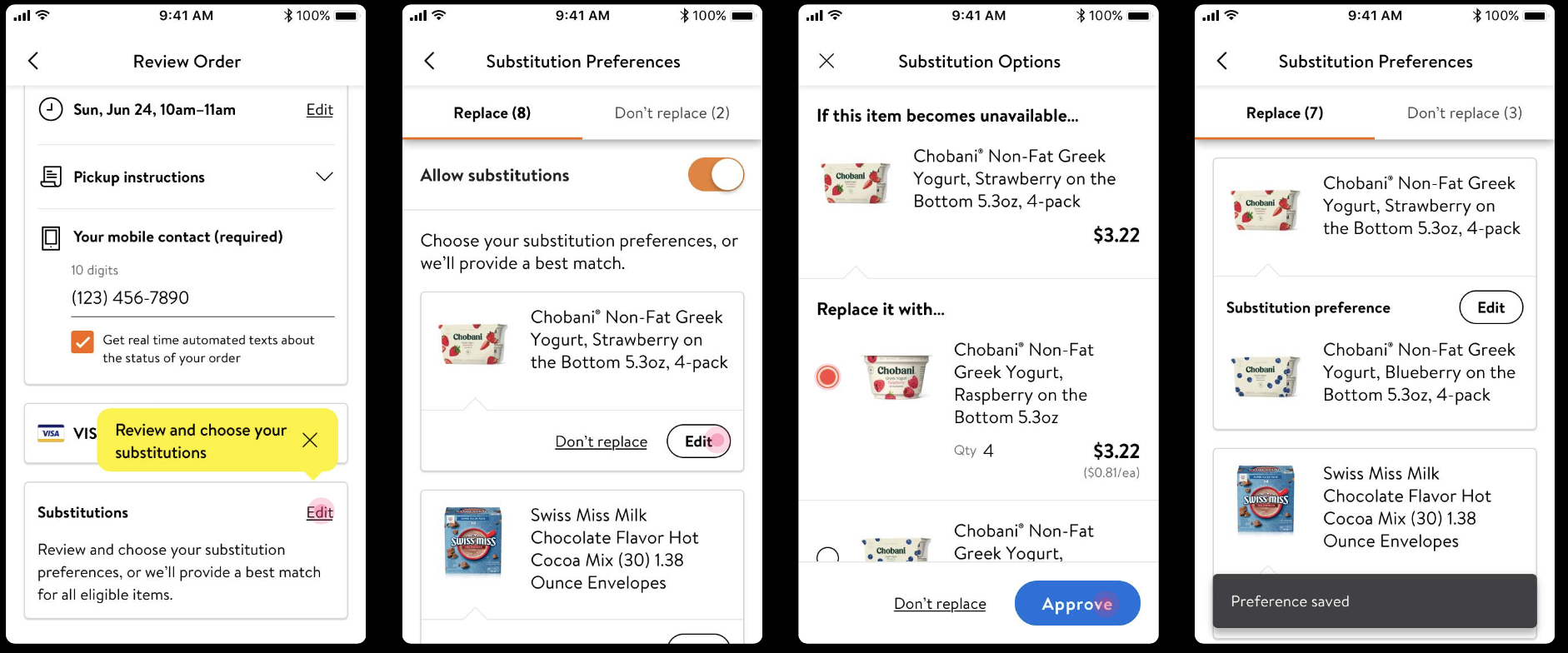 The final Review & Edit design, with tabs rewritten to answer the customer's own question — 'Replace' and 'Don't replace' — instead of the system's eligibility model.